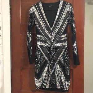 Express black an silver sequin mini dress